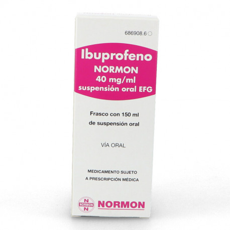 IBUPROFENO NORMON 40 MG/ML SUSPENSION ORAL EFG , 1 FRASCO DE 150 ML