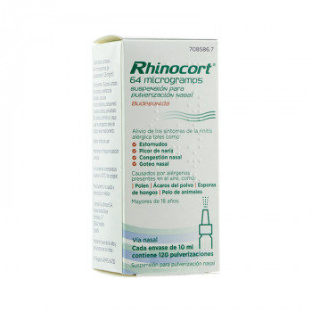 RHINOCORT 64 MICROGRAMOS SUSPENSION PARA PULVERIZACION NASAL, 1 ENVASE PULVERIZADOR DE 120 DOSIS