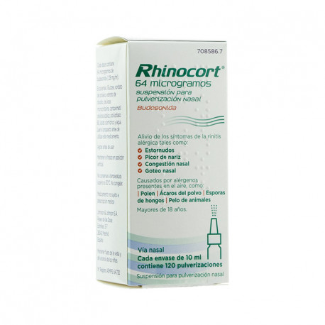 RHINOCORT 64 MICROGRAMOS SUSPENSION PARA PULVERIZACION NASAL, 1 ENVASE PULVERIZADOR DE 120 DOSIS