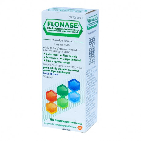 FLONASE 50 MICROGRAMOS/PULVERIZACION SUSPENSION PARA PULVERIZACION NASAL, 60 PULVERIZACIONES