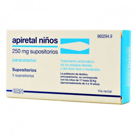 APIRETAL NIÑOS 250MG SUPOSITORIOS , 5 SUPOSITORIOS