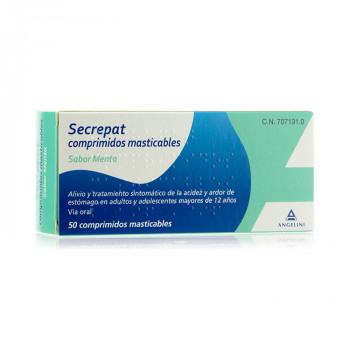 SECREPAT COMPRIMIDOS MASTICABLES SABOR MENTA , 50 COMPRIMIDOS