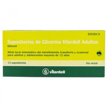 SUPOSITORIOS DE GLICERINA VILARDELL ADULTOS, 12 SUPOSITORIOS