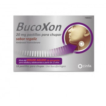 BUCOXON 20 MG PASTILLAS PARA CHUPAR SABOR REGALIZ , 18 PASTILLAS