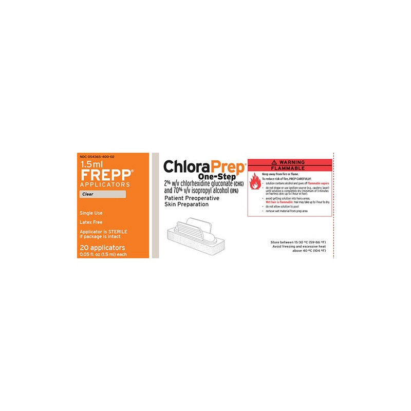 CHLORAPREP INCOLORO 20 MG/ML + 0,70 ML/ML SOLUCION CUTANEA , 20 APLICADORES DE 1,5 ML (FREPP)