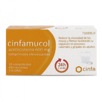 CINFAMUCOL ACETILCISTEÍNA FORTE 600 MG COMPRIMIDOS EFERVESCENTES , 10 COMPRIMIDOS