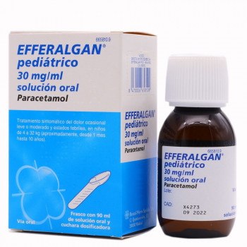 EFFERALGAN PEDIATRICO 30MG/ML  SOLUCION ORAL , 1 FRASCO DE 90 ML