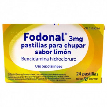 FODONAL 3 MG PASTILLAS PARA CHUPAR SABOR LIMON 24 PASTILLAS