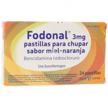 FODONAL 3 MG PASTILLAS PARA CHUPAR SABOR MIEL-NARANJA 24 PASTILLAS