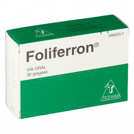 FOLIFERRON 100 MG / 0,150 MG COMPRIMIDOS RECUBIERTOS , 30 COMPRIMIDOS