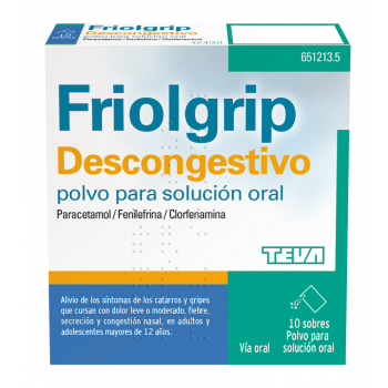 FRIOLGRIP DESCONGESTIVO POLVO PARA SOLUCIÓN ORAL , 10 SOBRES