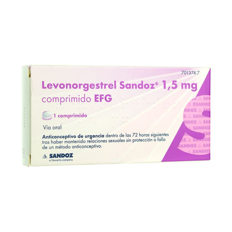 LEVONORGESTREL SANDOZ 1,5 MG COMPRIMIDO EFG , 1 COMPRIMIDO