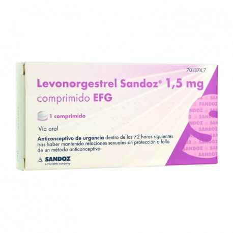 LEVONORGESTREL SANDOZ 1,5 MG COMPRIMIDO EFG , 1 COMPRIMIDO