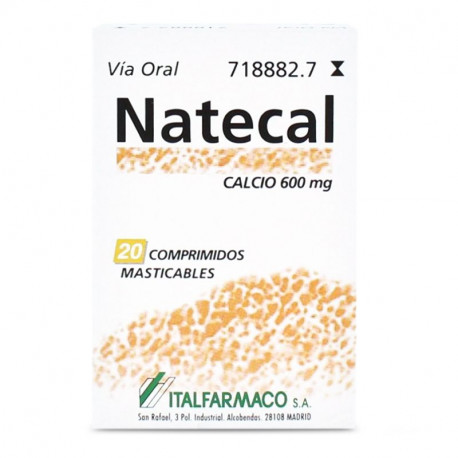 NATECAL 600 MG  COMPRIMIDOS MASTICABLES, 20 COMPRIMIDOS