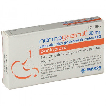 NORMOGASTROL 20 MG COMPRIMIDOS GASTRORRESISTENTES, 14 COMPRIMIDOS