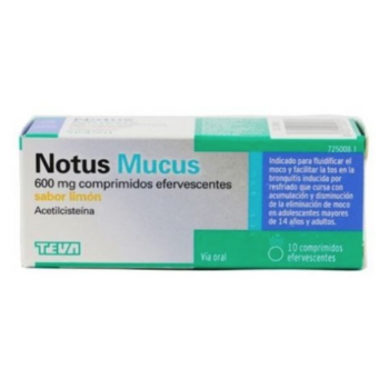 NOTUS MUCUS 600 MG COMPRIMIDOS EFERVENCENTES SABOR LIMON, 10  COMPRIMIDOS