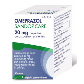 OMEPRAZOL SANDOZ CARE 20 MG CAPSULAS DURAS GASTRORRESISTENTES, 14 CÁPSULAS