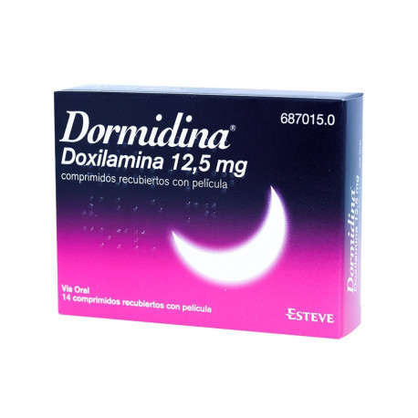 DORMIDINA DOXILAMINA 12,5 MG COMPRIMIDOS RECUBIERTOS CON PELICULA , 14 COMPRIMIDOS