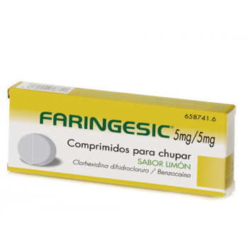 FARINGESIC 5 MG/5 MG COMPRIMIDOS PARA CHUPAR SABOR LIMON, 20 COMPRIMIDOS