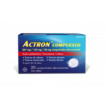 ACTRON COMPUESTO 267 MG/133 MG/40 MG COMPRIMIDOS EFERVESCENTES , 20 COMPRIMIDOS