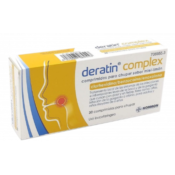 DERATIN COMPLEX Comprimidos Para Chupar Sabor Miel-Limon 30 comprimidos