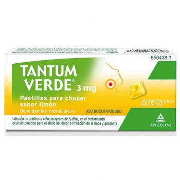 TANTUM VERDE 3 mg Pastillas Para Chupar Sabor Limón 20 pastillas