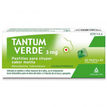 TANTUM VERDE 3 mg Pastillas Para Chupar Sabor Menta 20 pastillas