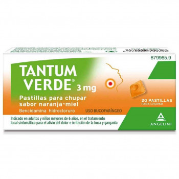 TANTUM VERDE 3 mg Pastillas Para Chupar Sabor Naranja-Miel 20 pastillas