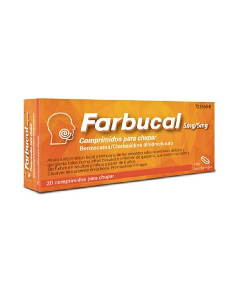 FARBUCAL 5 MG/5 MG COMPRIMIDOS PARA CHUPAR 20 COMPRIMIDOS