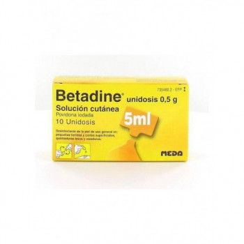 BETADINE UNIDOSIS 500 MG SOLUCIÓN CUTÁNEA EN ENVASE UNIDOSIS , 10 ENVASES UNIDOSIS DE 5 ML