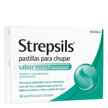 STREPSILS Pastillas Para Chupar Sabor Menta 24 pastillas