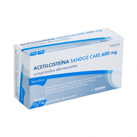 ACETILCISTEINA SANDOZ CARE 600 MG COMPRIMIDOS EFERVESCENTES , 10 COMPRIMIDOS