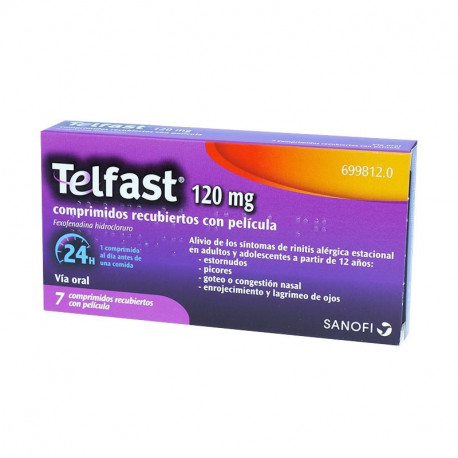 TELFAST 120 MG COMPRIMIDOS RECUBIERTOS CON PELICULA , 7 COMPRIMIDOS