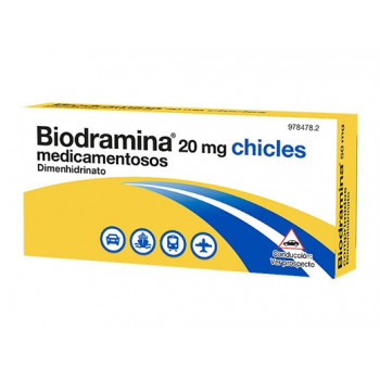 BIODRAMINA 20 MG CHICLES MEDICAMENTOSOS , 12 CHICLES