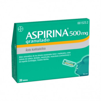 ASPIRINA 500 MG GRANULADO , 20 SOBRES