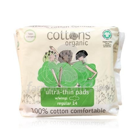 Cottons compresas de algodón ultrafina regular con alas 14