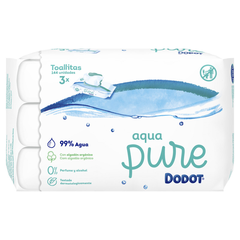 DODOT Aqua Pure Toallitas Húmedas para Bebés 144 Uds