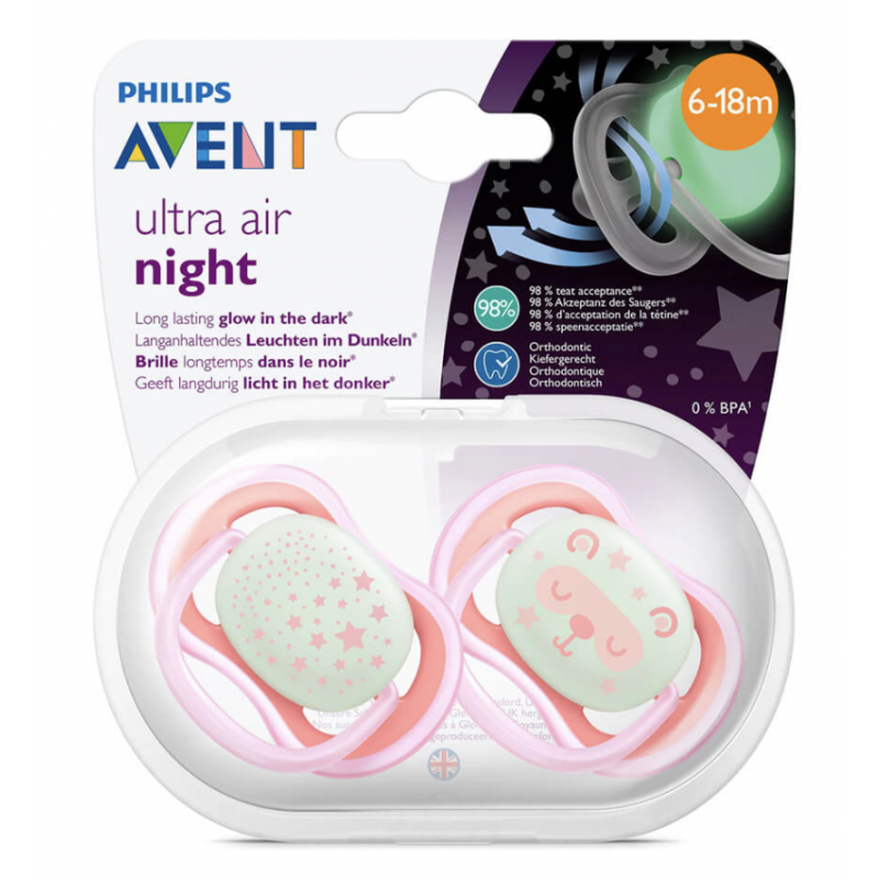 PHILIPS AVENT Chupete Silicona 6 - 18 Meses 2 Uds Color Rosa