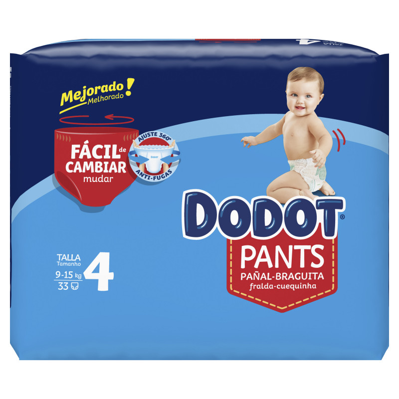 DODOT Pañal Infantil Pants Talla 4 (9-15 kg) 33 Uds