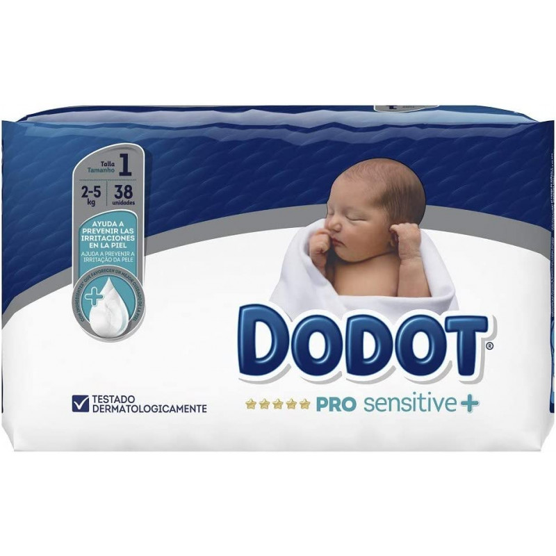 DODOT Pañal Infantil Pro Sensitive Talla 1 (2 - 5 kg) 38 uds